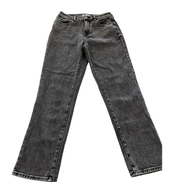Pac Sun Mom Jeans Black Acid Wash size 26 High Waist Straight Leg - Picture 1 of 10